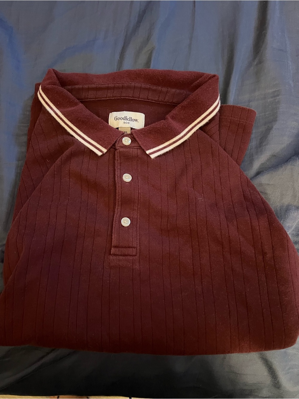 Goodfellow & Co Men's Maroon Polo with Contrast Stripe Collar